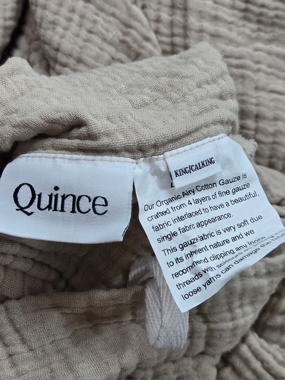 QUINCE Organic Cotton Gauze Duvet Cover Set King/Cal King Dune 0874